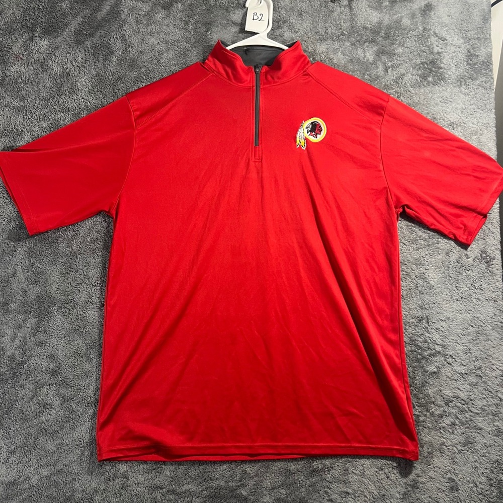 Badger Sport Washington Redskins Quarter Zip Shirt Mens XL Red Short Sleeve NFL